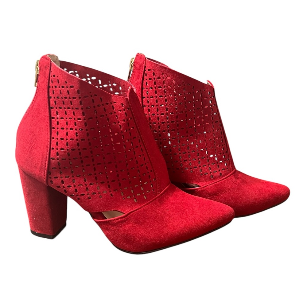 Elegant Red Women's Heeled Boots